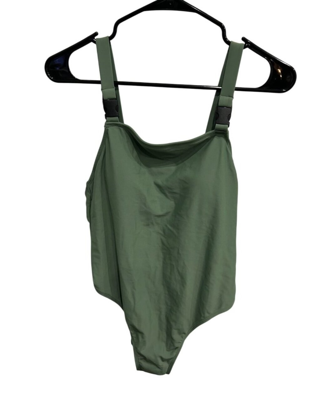 Xhilaration One Piece Swimsuit Green Sz Large Square Neck Buckle Strap Beach NWT